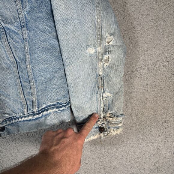 Vintage Levi’s Type 3 Trucker Jacket Sherpa Lined Distressed Size 40 Grunge - Picture 4 of 16